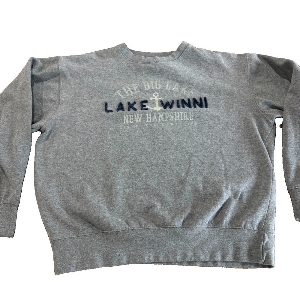 Blue 84 Lake Winnipesaukee NH Sweatshirt Medium Gray Lake Winni Anchor